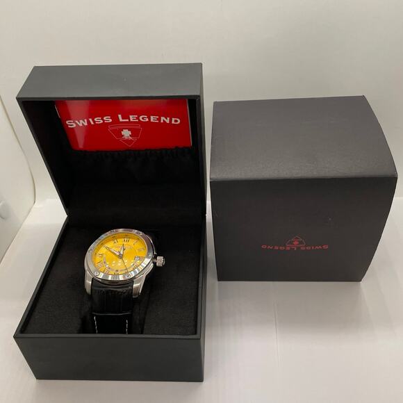 Swiss Legend Traveler Mens Yellow Face Watch w/Box - Picture 1 of 9